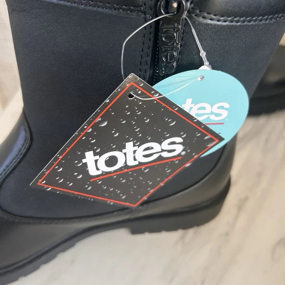 Totes Stadium Weather Boot Black Mens Sz 11M Thermolite Waterproof Zipper Warm